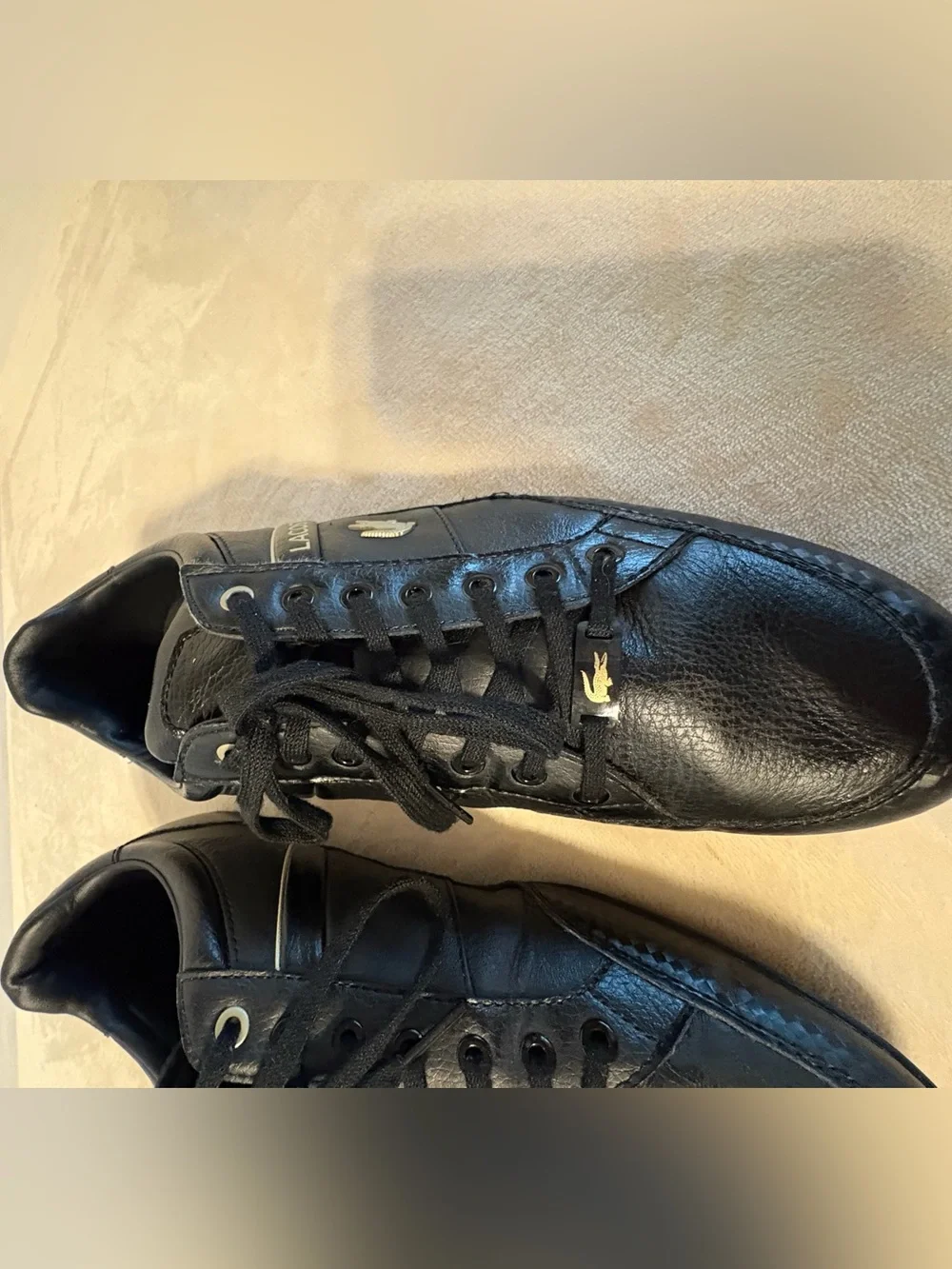 Lacoste Men's Black Low-Top Leather Athletic Sneakers